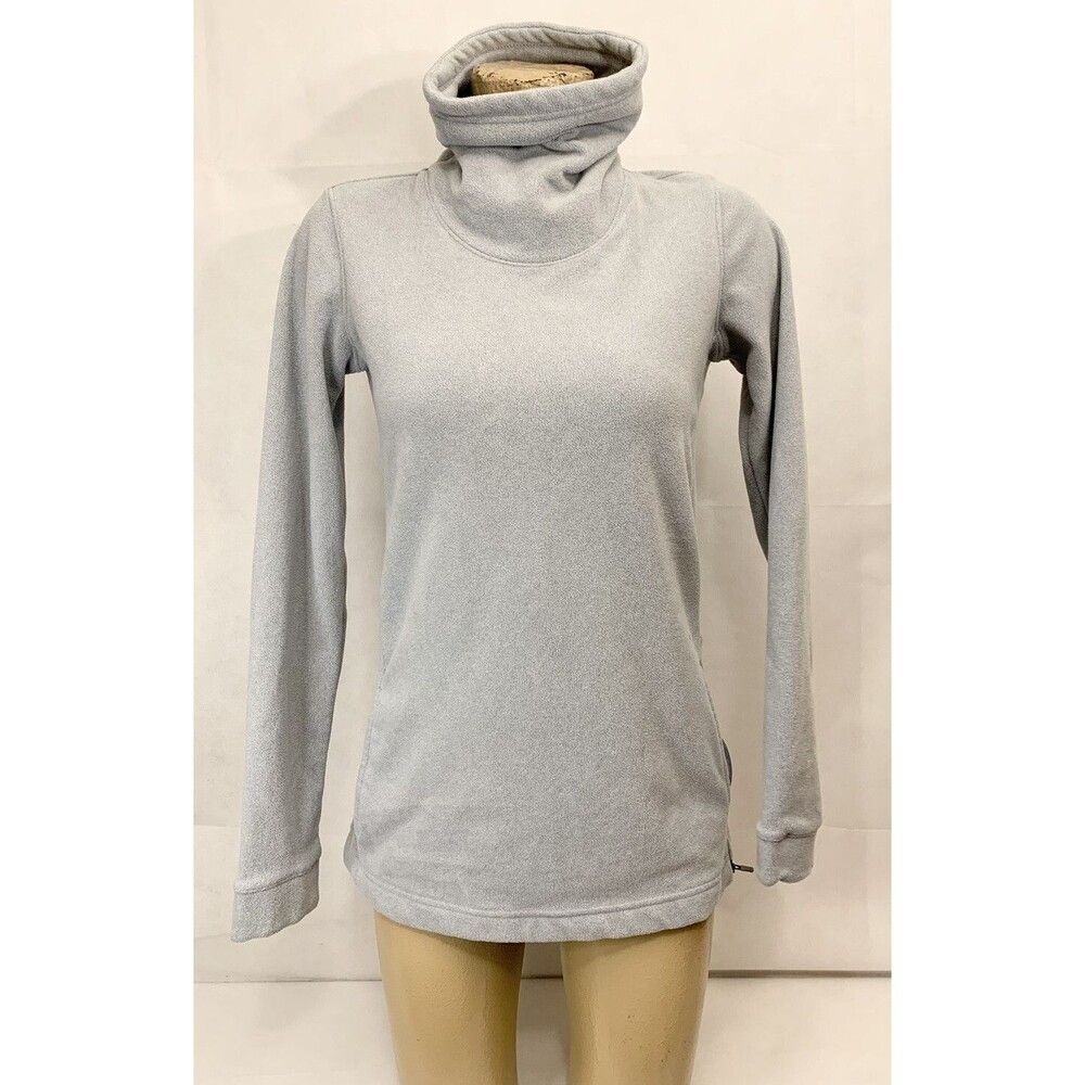 Nike Dri-Fit Gray Fleece Pullover XS X Small 18" Long Sleeve Cowl Neck Zip Shirt
